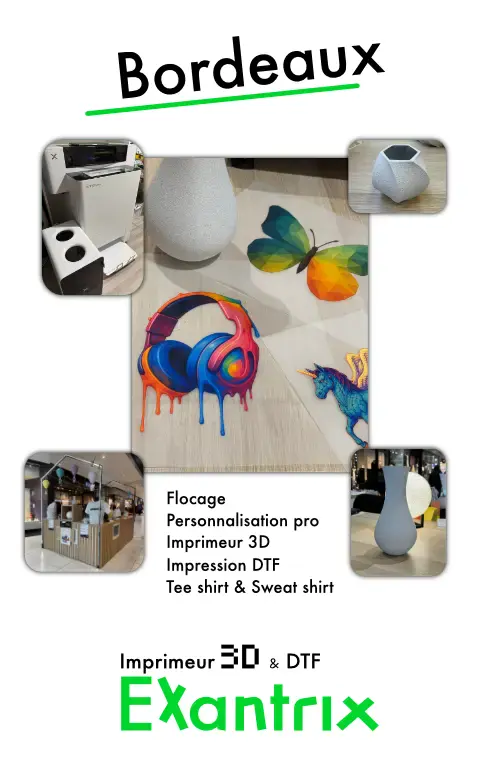 Impression Bordeaux, flocage textile, 3d et Dtf