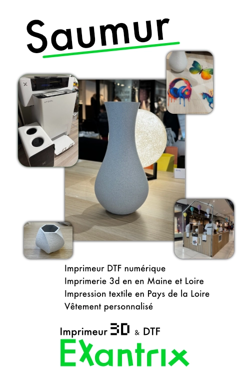 Imprimeur à coté de Saumur en 3d et dtf textile