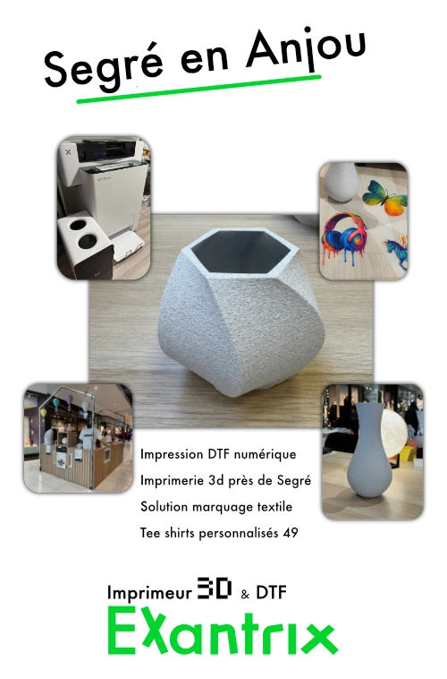 Imprimeur à coté Segré en 3d et dtf textile