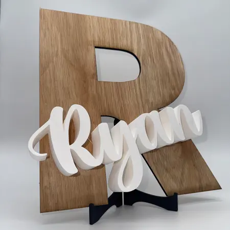 Décoration en bois et prenom impression 3d