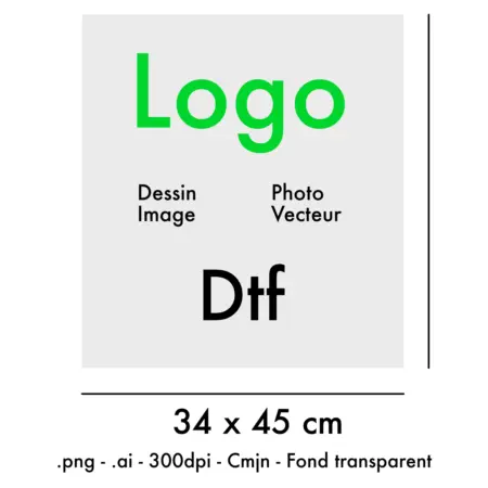 Transfert DTF 34x45 cm format feuille personnalisé
