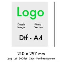 Dtf A4, Transfert en 21 x 29,7 cm