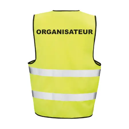 Gilet organisateur fluo, bandes rétroréfléchissantes