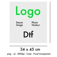 Dtf 34 x 45 cm, transfert format feuille