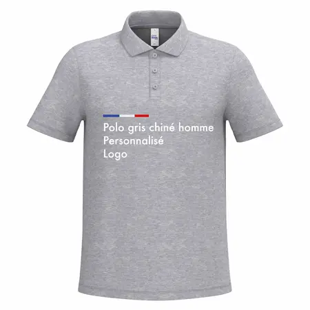 Polo gris personnalisé homme pour transfert Dtf