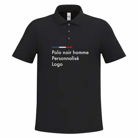 Polo noir homme personnalisé pour entreprise