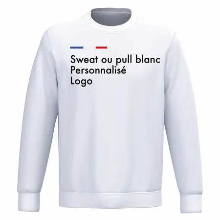 Sweat blanc femme et homme personnalisé, col rond