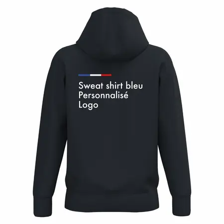 Sweat shirt a capuche bleu marine homme personnalisé