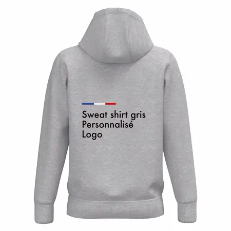 Sweat a capuche gris personnalisé homme de bonne qualité