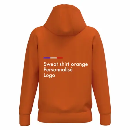 Sweat capuche orange personnalisé homme de qualité