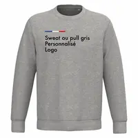 Sweat gris personnalisé femme et homme, pull col rond