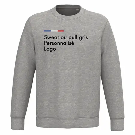 Sweat gris personnalisé femme et homme, pull col rond