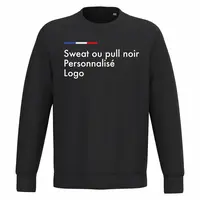 Sweat noir personnalisé homme et femme, pull col rond