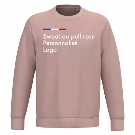 Sweat rose pale personnalisé femme ou homme, manches longues