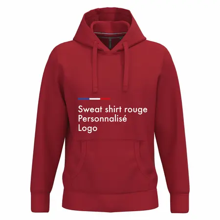 Sweat a capuche rouge personnalisé homme