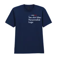 T-shirt bleu marine personnalisé homme, col rond, coton