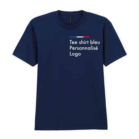 T-shirt bleu marine personnalisé homme, col rond, coton