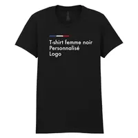 T shirt noir femme personnalisé, col rond, impression dtf