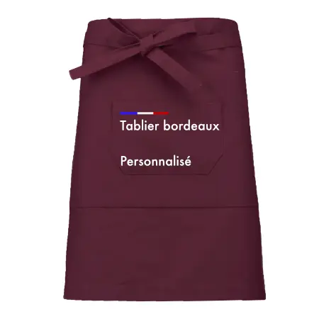 Tablier bordeaux mi long personnalisé pour sommelier