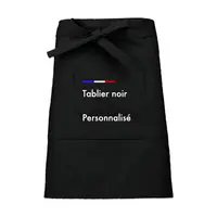 Tablier noir de travail long personnalisable avec poche