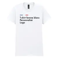 Tee shirt blanc personnalisé femme, col rond