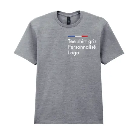 Tee shirt gris chiné  homme personnalisé, col rond, sofstyle