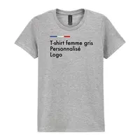 Tee shirt gris pour femme personnalisé, mailot