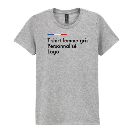 Tee shirt gris pour femme personnalisé, mailot