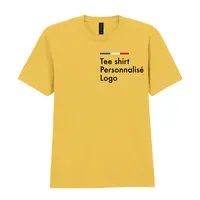 Tee shirt jaune moutarde personnalisé homme, col rond, coton