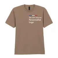 Tee shirt marron homme personnalisé, col rond, coton