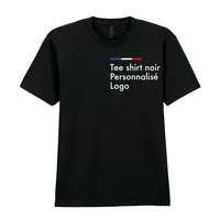 Tee shirt noir personnalisé homme de qualité, col rond