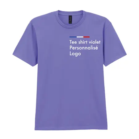 Tee shirt violet homme personnalisé, col rond, sofstyle